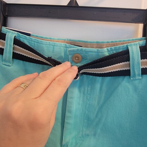 Izod Blue Radiance Flat Front Belted 9.5" Men's Golf/Chino Shorts - Picture 8 of 11